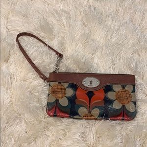 Flowery Fossil wristlet
